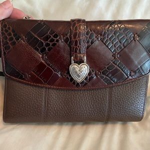 Brighton Croc leather Convertible Crossbody Shoulder Handbag.